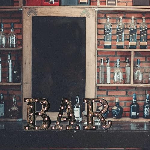 Miniatura 6 de Oycbuzo - Cartel de letras con luces LED doradas y negras, estilo industrial y clásico, para decoración de cafeterías, bodas, fiestas de cumpleaños,