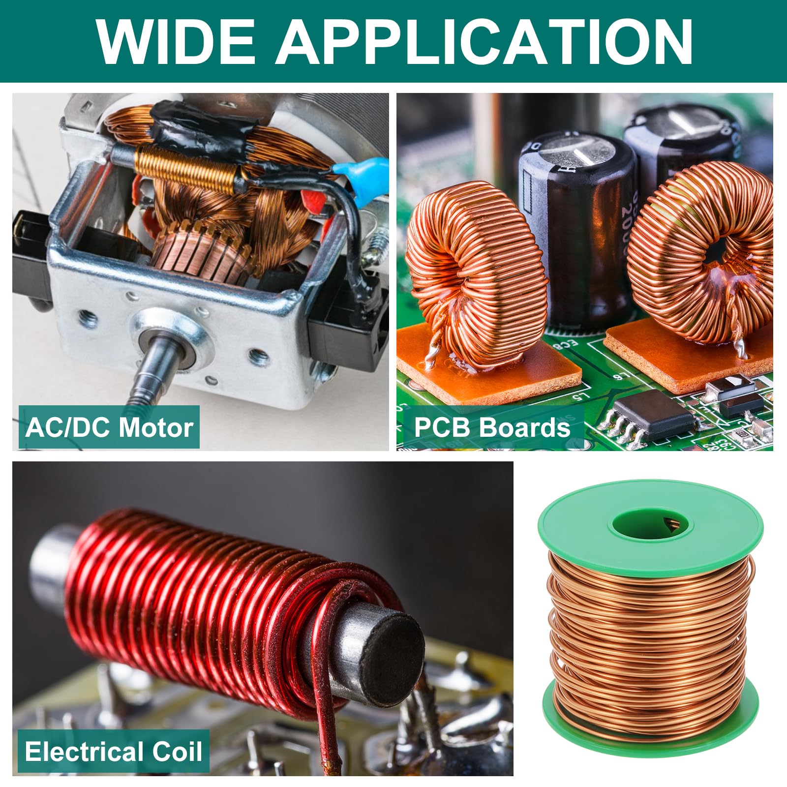 QUARKZMAN Alambre Esmaltado 18 AWG, Cable De Cobre Esmaltado Calibre 18 16 Oz Bobina Magnética Para Transformador Motor Eléctrico, Grado F 311 Fahrenheit (155 Celsius), Color Cobre