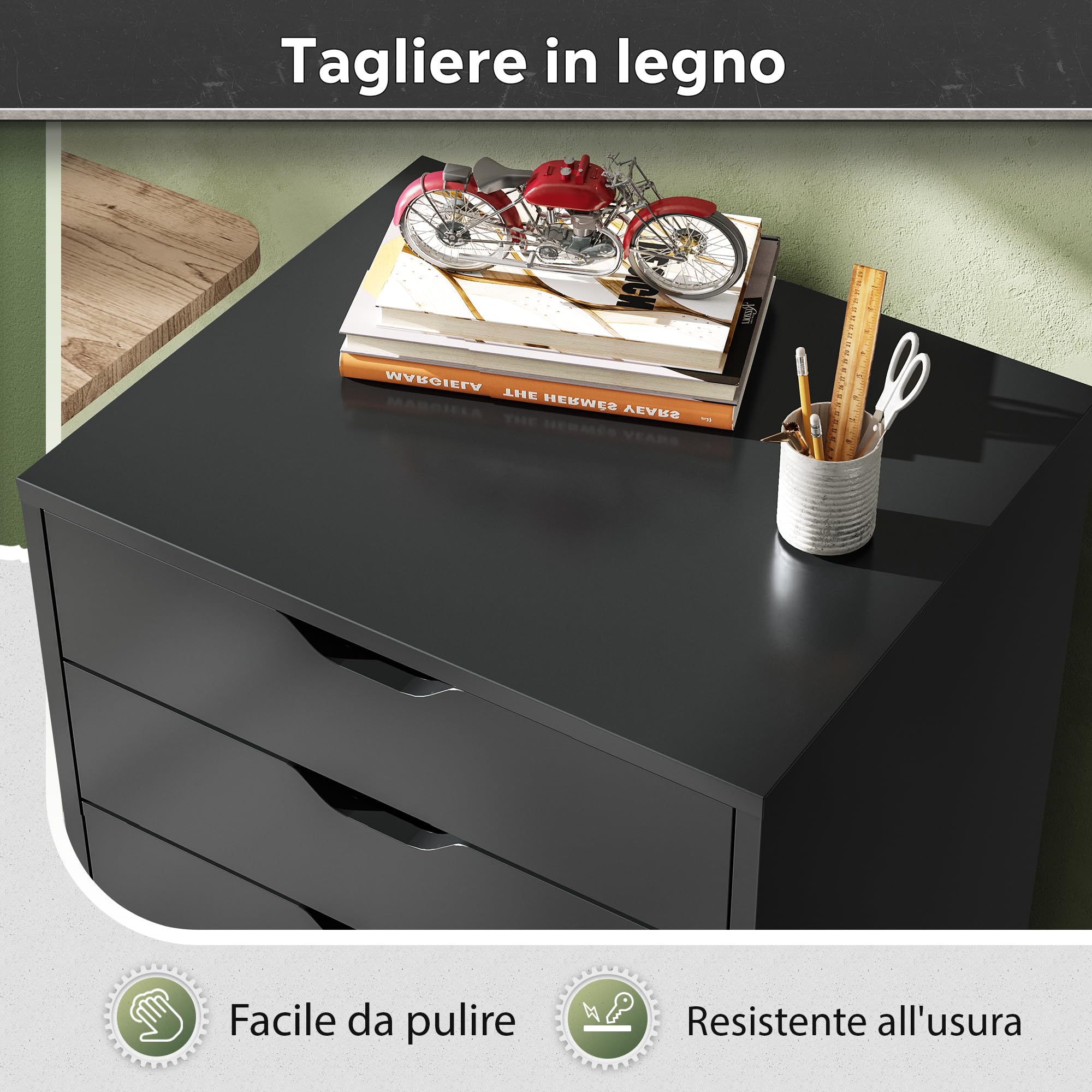 DEVAISE Archivio a 5 Cassetti, Mobile Sottoscrivania in Legno per Documenti A4/Letter/Legal, Nero