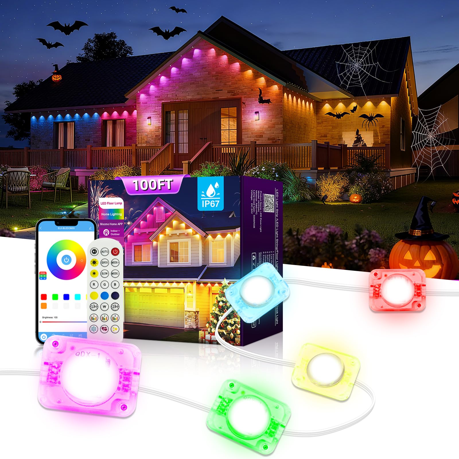 Photo 1 of AHAWILL 100ft Outdoor RGB String Lights