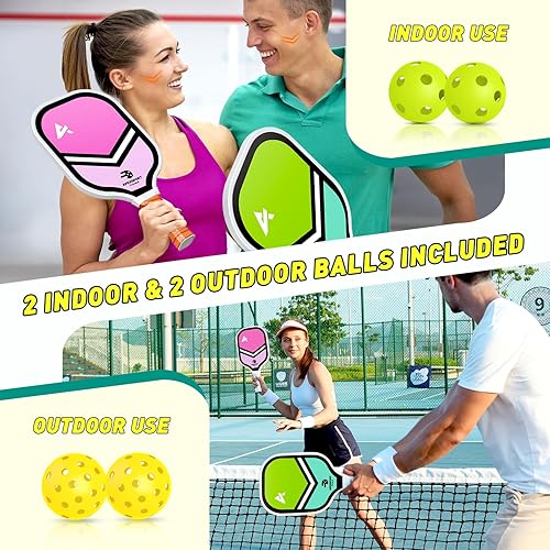 Miniatura 5 de Pickleball Paddles Set of 24, USAPA Approved Lightweight Fiberglass Pickleball Set with 4 Pickleballs, 1 Pickleball Sling Bag, 2 Cooling Towels,