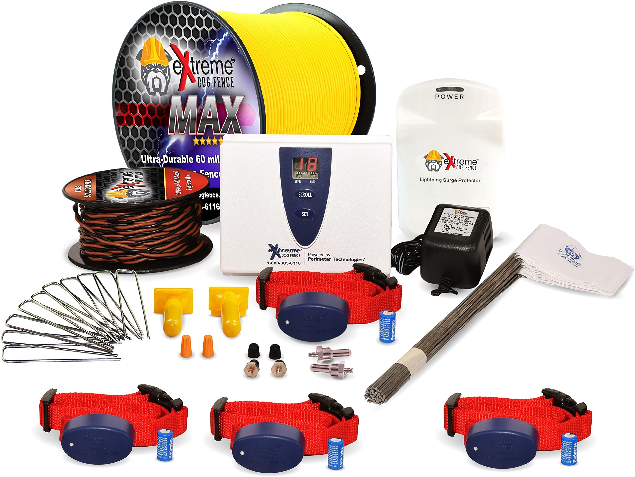 Extreme Dog Fence Max Grade Electric Dog Fence - 4 Dog Kit - 1000 Feet of 14 Heavy Duty -Plus Maximum Duty Wire for Ultimate Performance and Reliability