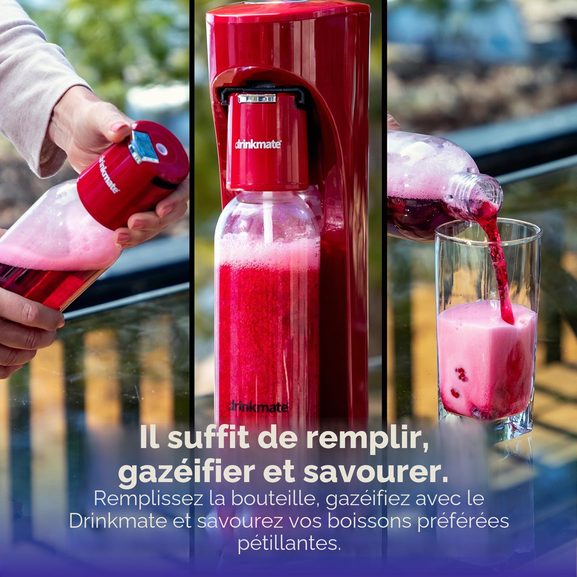 DrinkMate Machine à gazéifier pour eau et boissons gazeuses, recharge de CO2 non incluse, noir mat
