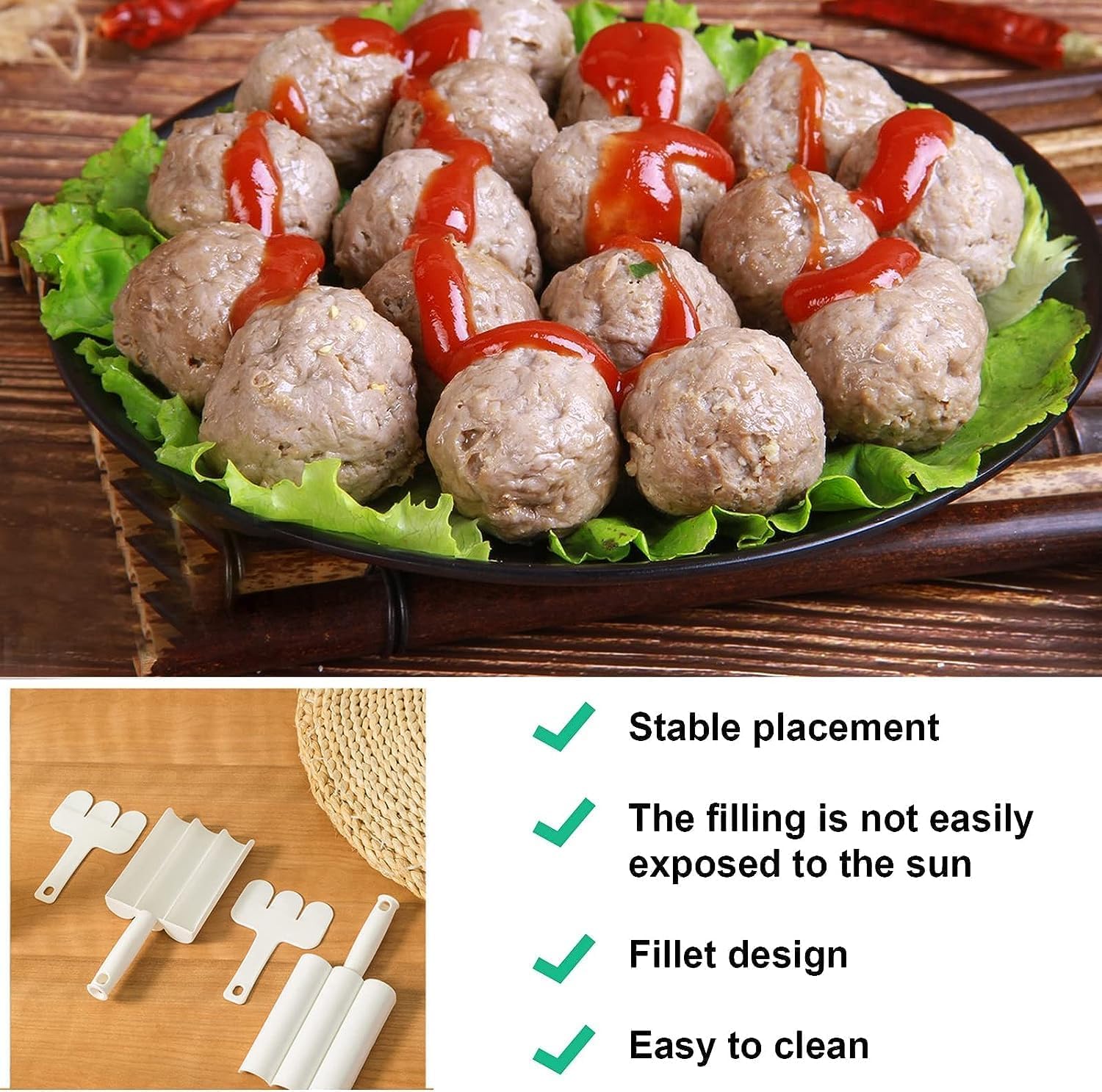 Perfect Pricee Meatball Maker,Stainless Steel Meatball Scoop Maker with Cutting Spade Portable Cheese Ball,Rice-Meat Dumplings Cake Manchurian rasgulla Maker Fish Ball Burger Meatball 4