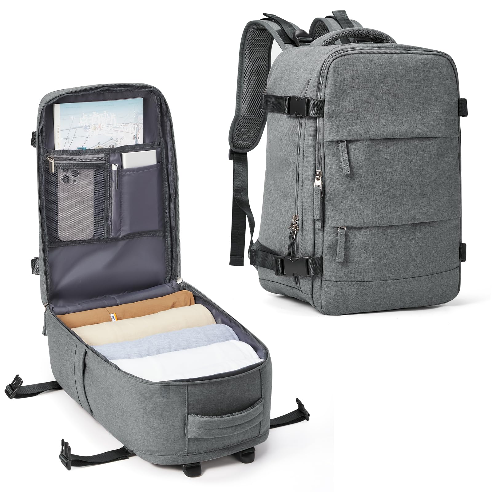 SZLX Zaino Ryanair 40x20x25 Donna Zaino da Viaggio Bagaglio a Mano 20L Uomo Borse da cabina 45x36x20 Easyjet Travel Backpack Adatto a laptop da 14 Pollici con scomparto per scarpe per Lavoro e Scuola