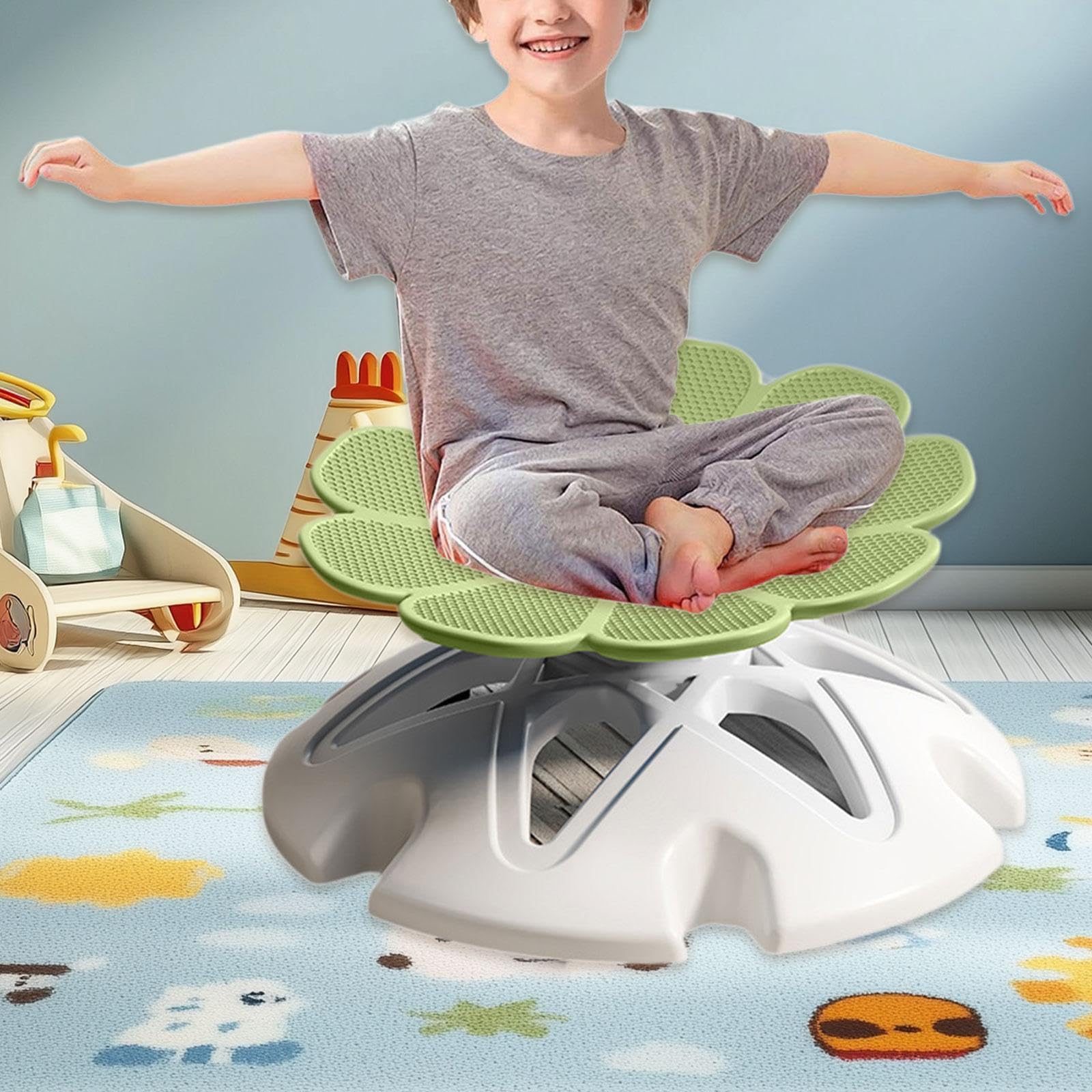 Drehstuhl für Kinder, Sensorischer Drehstuhl, Balance Spielzeug, Drehbarer Sitz, rutschfest für Kinder, GrÜn