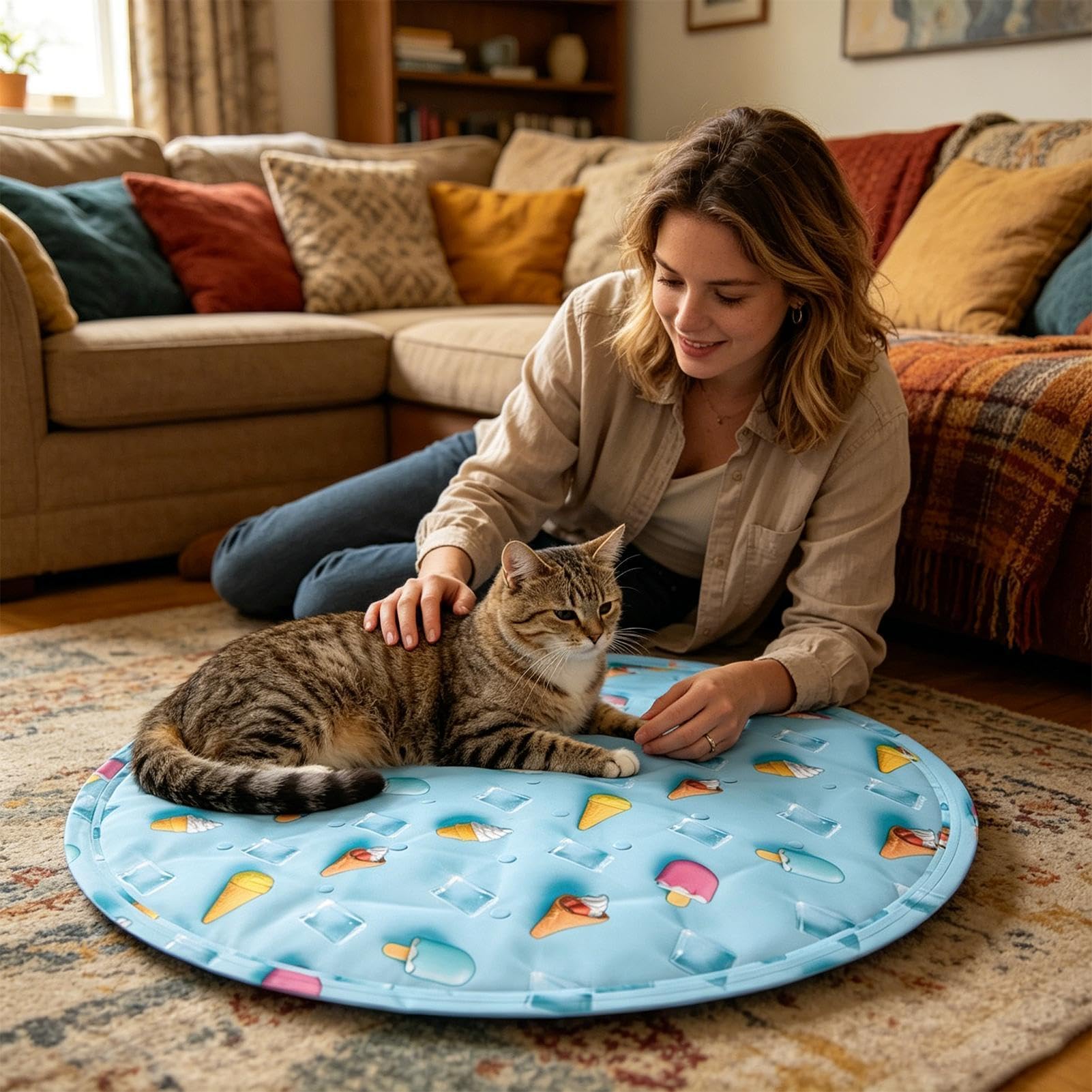 Tapis rafraîchissant pour chiens En PVC pliable rond de 50 centimètres | Tapis Rafraîchissants En Gel Pour Animaux chien, , chiot, canapé, lit, sol, caisse, siège de voiture,