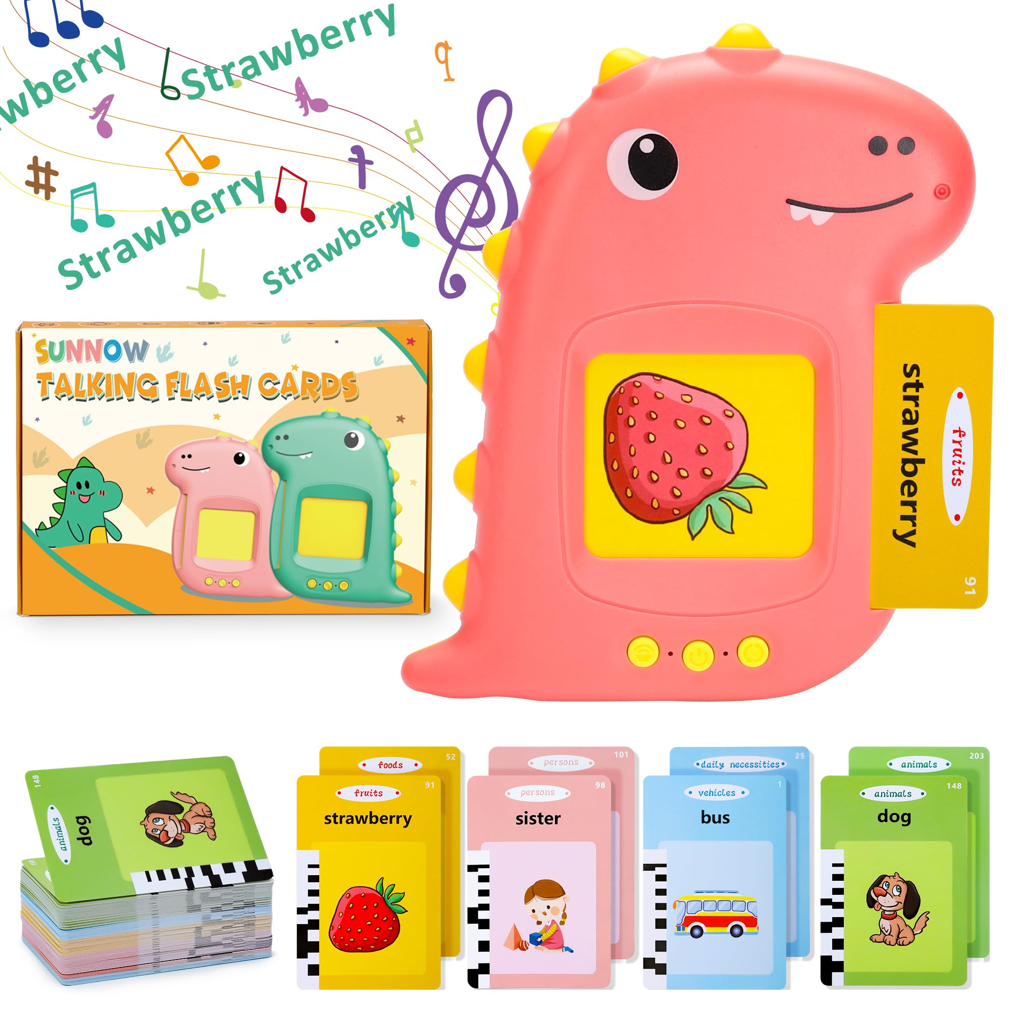 Early Educational Talking Flash Cards - Interactive Learning Toy for Toddlers 2-6 Years Old, 224 Words Learning Machine, Montessori Preschool Resource, for Boys and Girls
