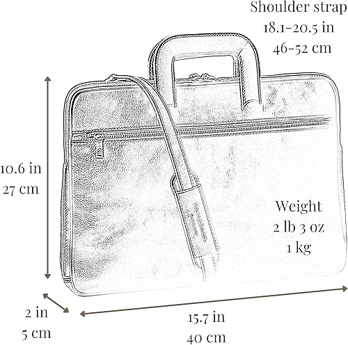 Miniatura 7 de Time Resistance Maletín de cuero delgado - Bolsa de cuero italiana hecha a mano para computadora - Maletín para hombre y mujer - Bolsa para laptop