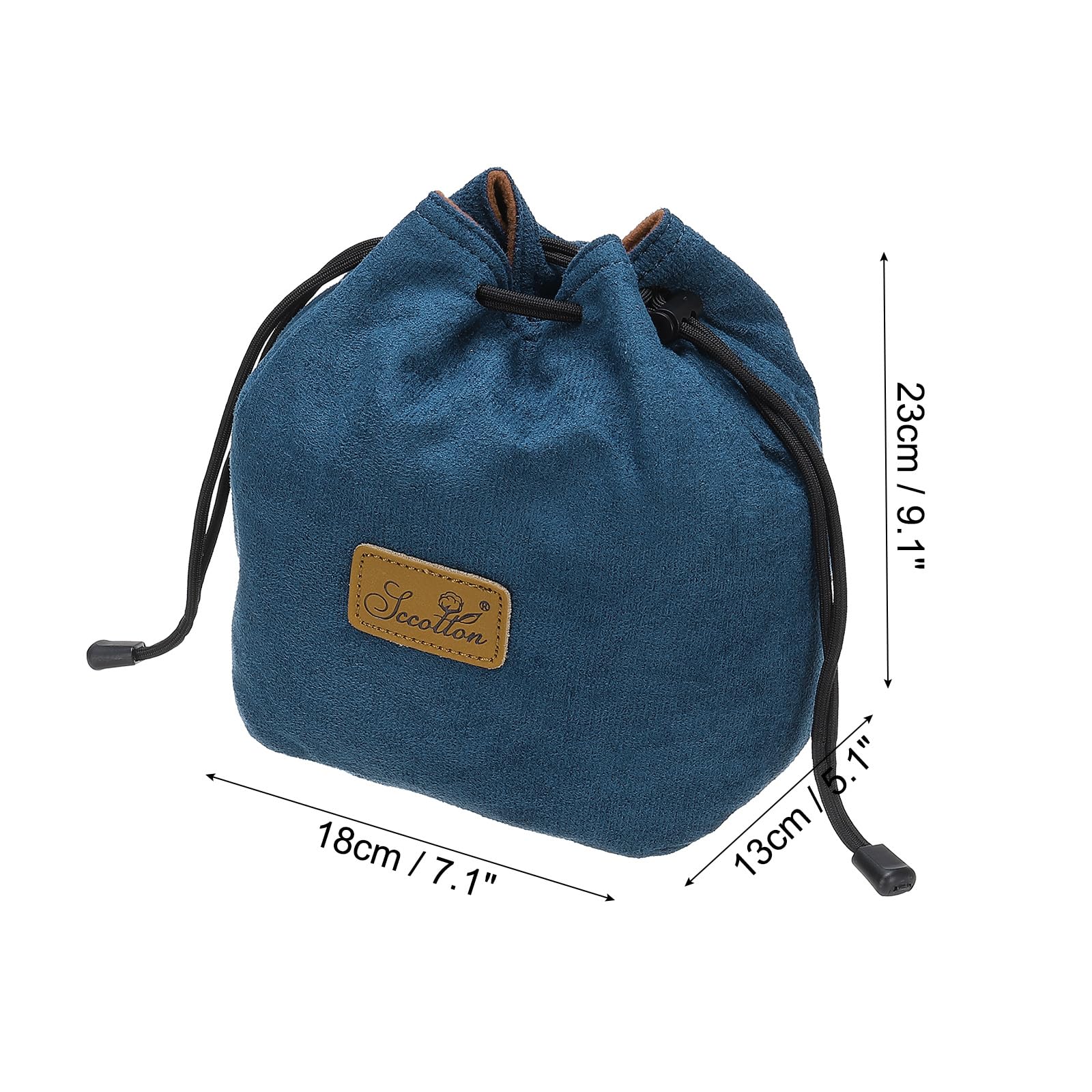 PATIKIL Pochette Souple pour Appareil Photo, Taille L, Étui de Protection Antichoc avec Cordon de Serrage en Flanelle Compatible avec Les Objectifs d'Appareil Photo Nikon, Bleu