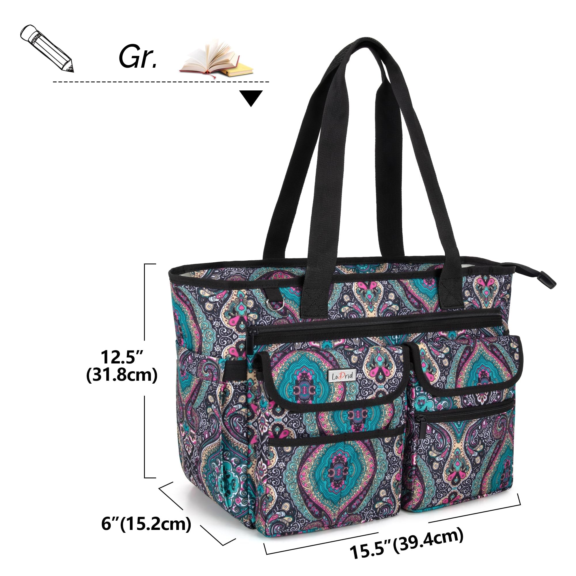 LoDrid Lehrertasche mit Bodenpolster und Separater Laptop-Fach