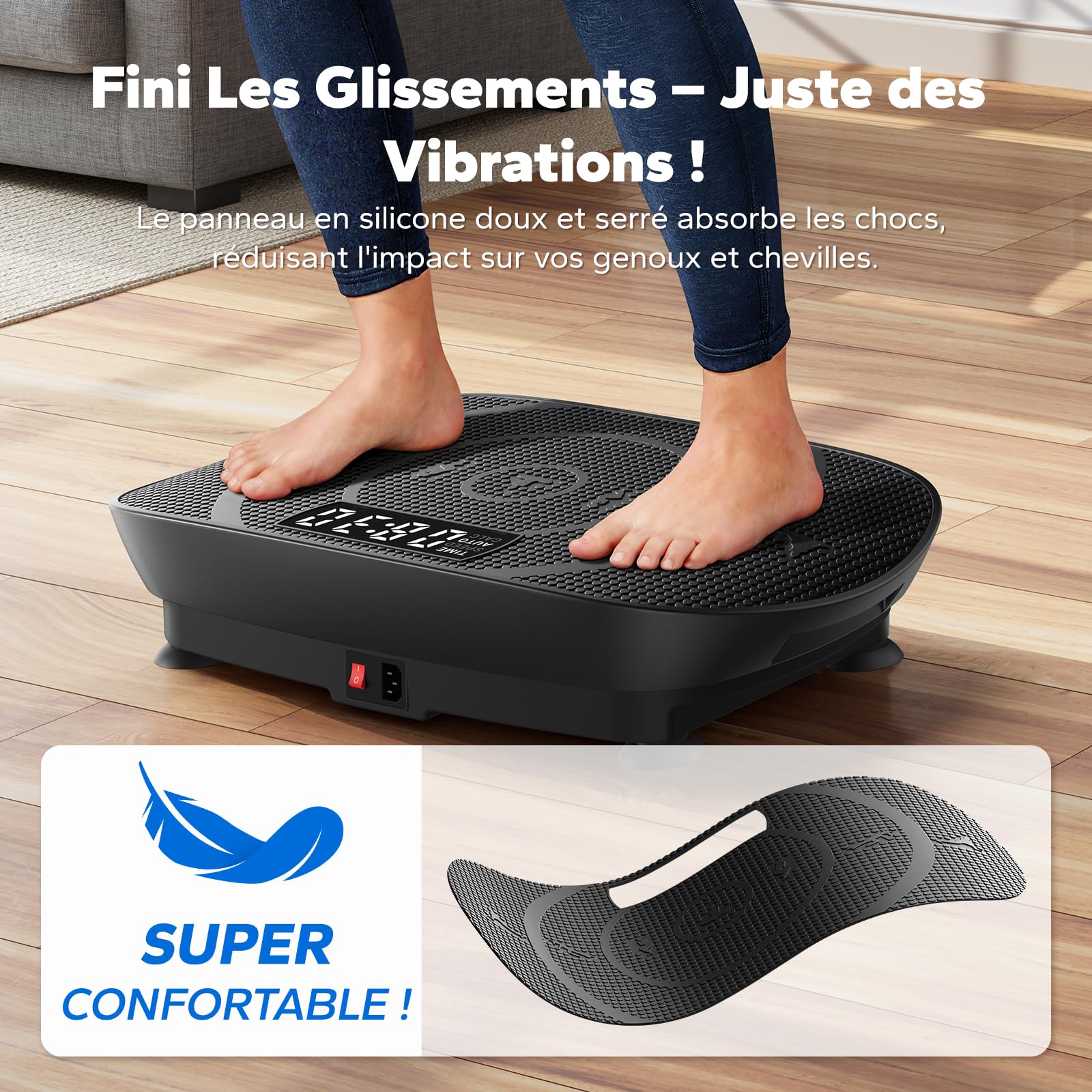 MERACH Plateforme Vibrante, Plaque Vibrante Silencieuse et Compacte pour Le Modelage du Corps et la Relaxation, avec Tapis en Silicone Confortable, écran LED et Télécommande