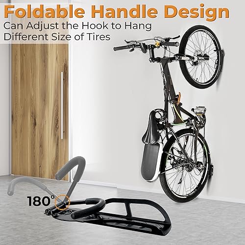 Miniatura 2 de Mini soporte de pared para bicicleta de montaña, ganchos para colgar abrigos, garage, paquete de 2 unidades, sistema de almacenamiento vertical para