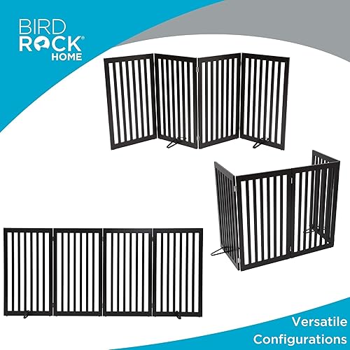 Miniatura 6 de INTERNET'S BEST Puerta para perros con patas de apoyo, barrera independiente para mascotas, valla plegable de madera para gatos o perros, puertas