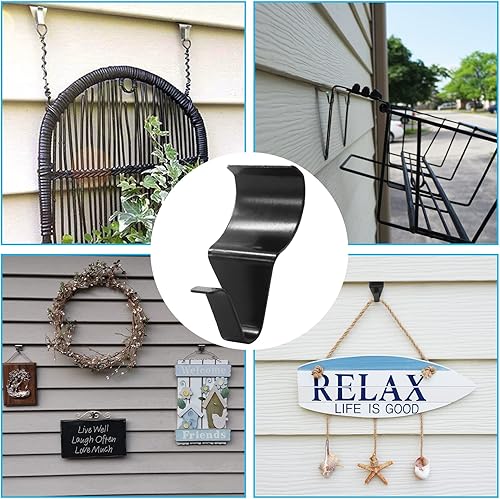 Miniatura 6 de Biaungdo 6 piezas de ganchos de revestimiento de vinilo de acero inoxidable resistentes en negro, sin necesidad de agujeros, clips laterales de