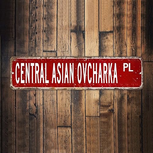 Central Asian Ovcharka PL Animal Street Sign Personalized Your Text Shabby Metal Signs Central Asian Ovcharka Lover Sign for Courtyard Garden Bar