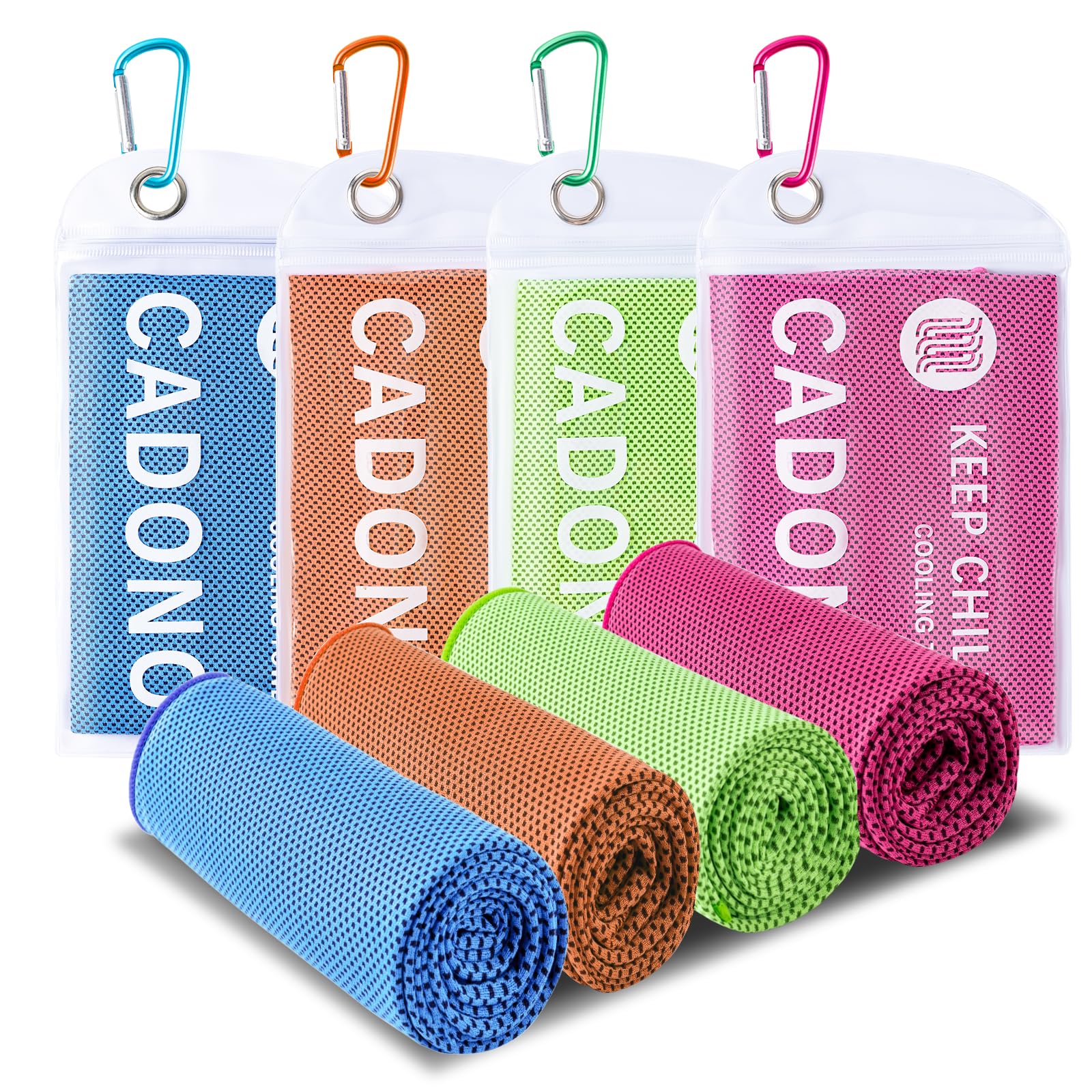 4 Pack Cooling Towel (40"x12"), Soft Breathable Chilly Towel, IceTowel, Microfiber Towels for Yoga, Sport, Running, Workout,Gym, Camping, Fitness, Workout & More Activities(Multicolor)