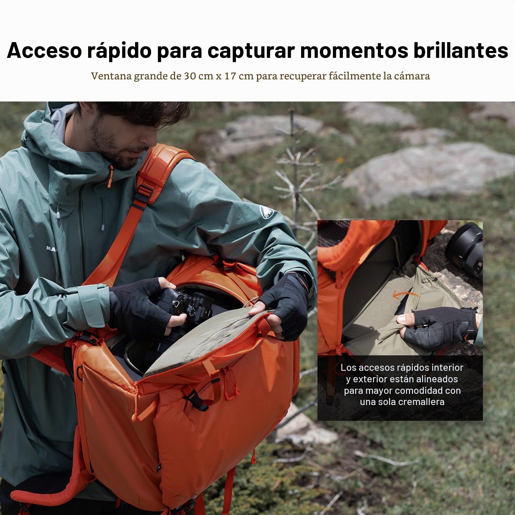 PGYTECH OnePro Flex 30L-50L Mochila + Funda para Cámara Tamaño M, Mochila Fotografia Profesional Compatible con Cámaras y Lentes DSLR/SLR/sin Espejo, Mochila Trekking para Cámara Portátil