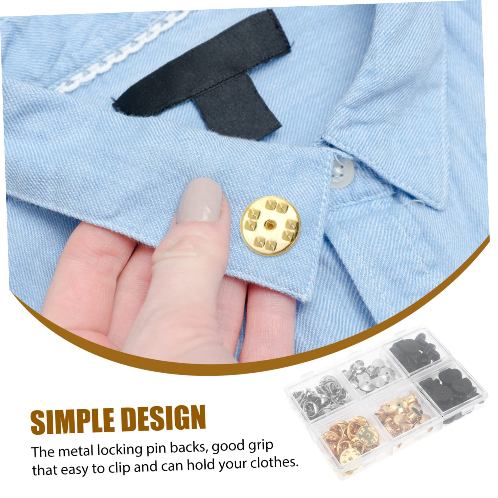 jojofuny 3 Sätze Teiliges Set Dekorative Pin Backs Metall Sichere Verschlüsse Für Anstecknadeln Kragen Pins Und Diy Projekte Langlebig Und Leicht Für Broschen Und Abzeichen 84 Stück * 3
