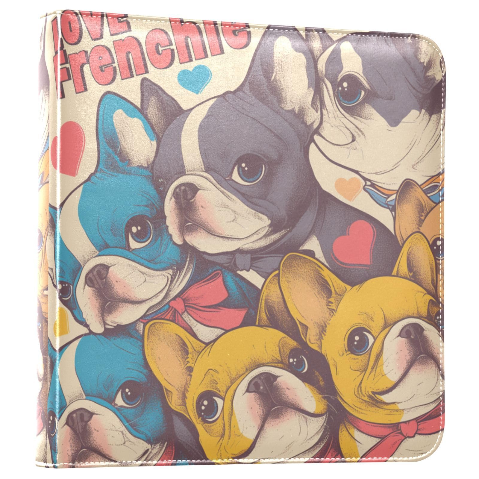 Kigai Cute Dogs Photo Album Self Adhesive Scrapbook Album Leather Cover DIY Picture Scrap Book with 20 Adhesive Sheets, 11.8x24x0.8 inch