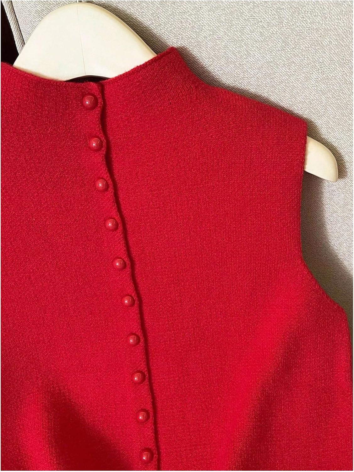 OYOANGLE Women's Button Up Sweater Vest Sleeveless Mock Neck Dressy Knit Sweater Tank Tops - Image 3