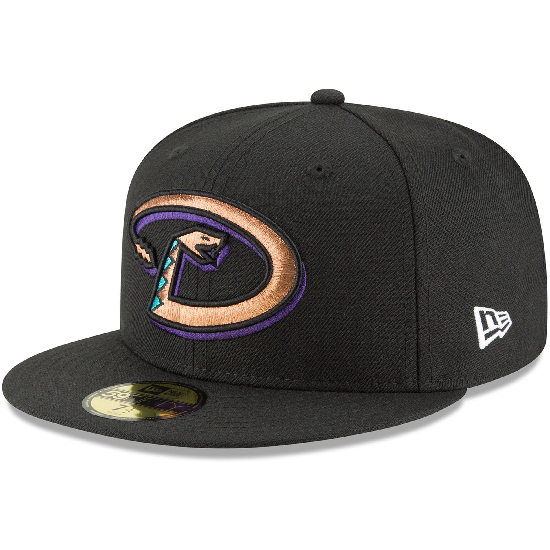 New Era MLB 59FIFTY Arizona Diamondbacks Black Team Color Cooperstown Authentic Collection Fitted On Field Baseball Cap Hat, Schwarz, 7 3/8