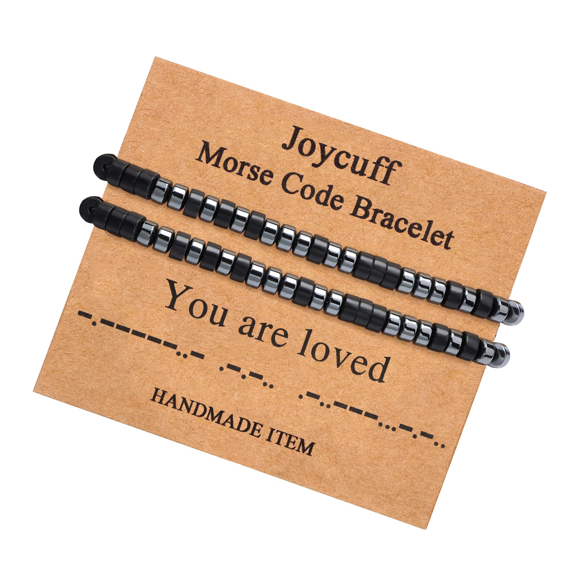 JoycuFF You Are Loved Couple Morse Code Bracelets for Women 2 pcs Inspirational Valentine's Day Gifts for Wife Girlfriend Best Friend Sister Daughter Birthday Gifts