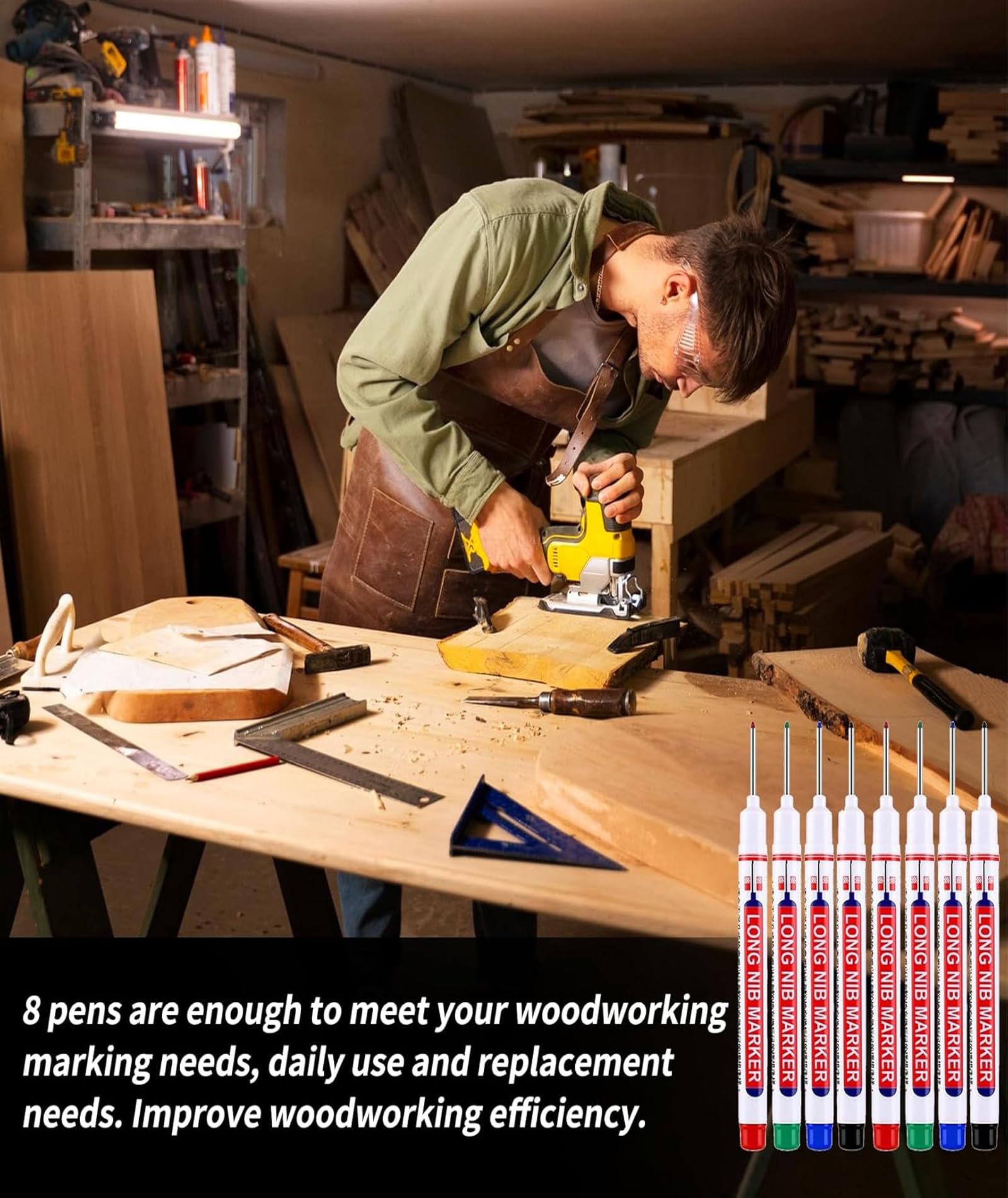 Buildcon Deep Hole Marker Pen, Tracer Marker Pen, Carpenter Pencil, Long Nib Marker for Wood, Metal, Concrete, Professional Construction Tools, Industrial Use, DIY Projects (20) 2
