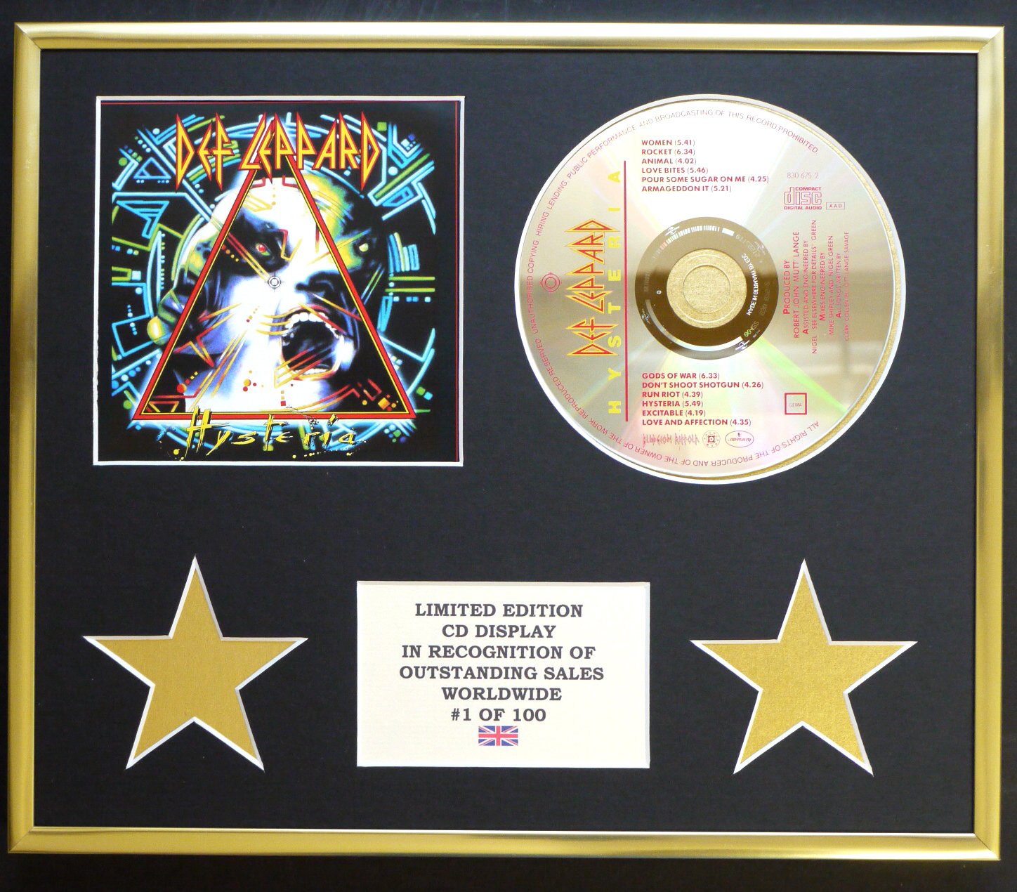 DEF LEPPARD/CD DISPLAY/LIMITED EDITION/COA/HYSTERIA