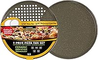 Vista 1 de casaWare 2pc 12-inch Ultimate Pizza Pan Set, Nonstick, Ceramic Coated, (1) Solid, (1) Perforated (Silver Granite)
