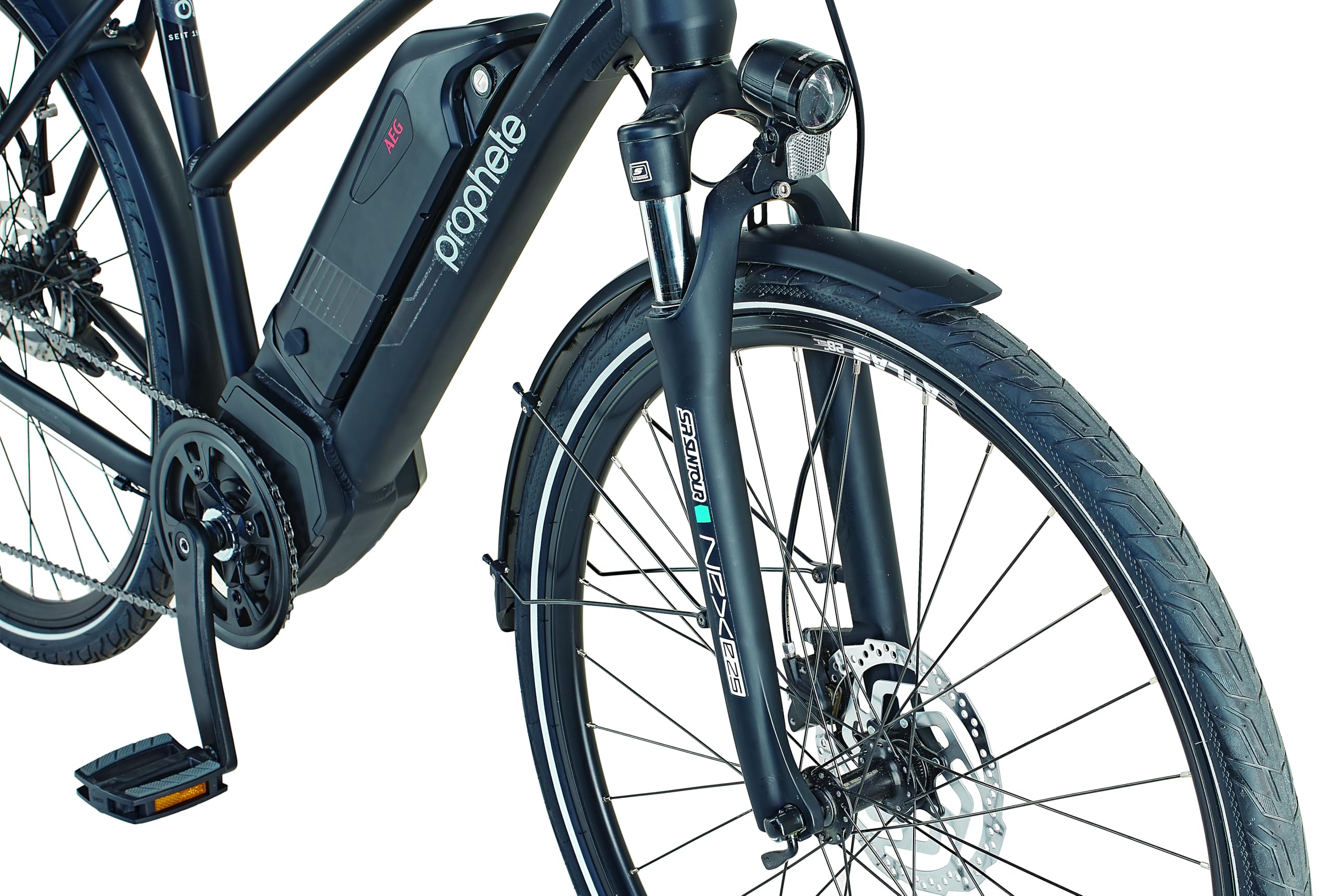PROPHETE Esport Power Edition Damen Trekking E-Bike 28 Zoll - 250 W AEG SportDrive, Reichweite 180 km, 10 Gänge, LED 100 Lux, Scheibenbremsen, Federgabel, Mattschwarz