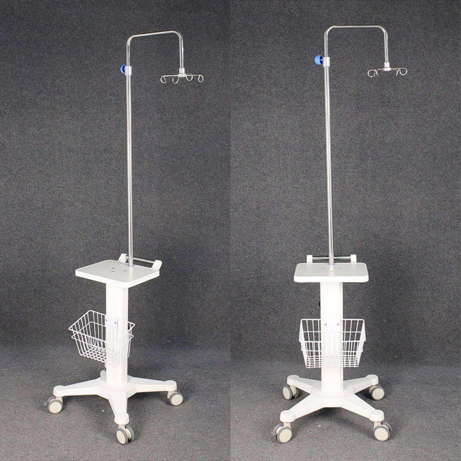 Support de pompe à perfusion multicanal avec plateau et alimentation, support d'établi sur chariot, multiprise 8 prises, panier rangement