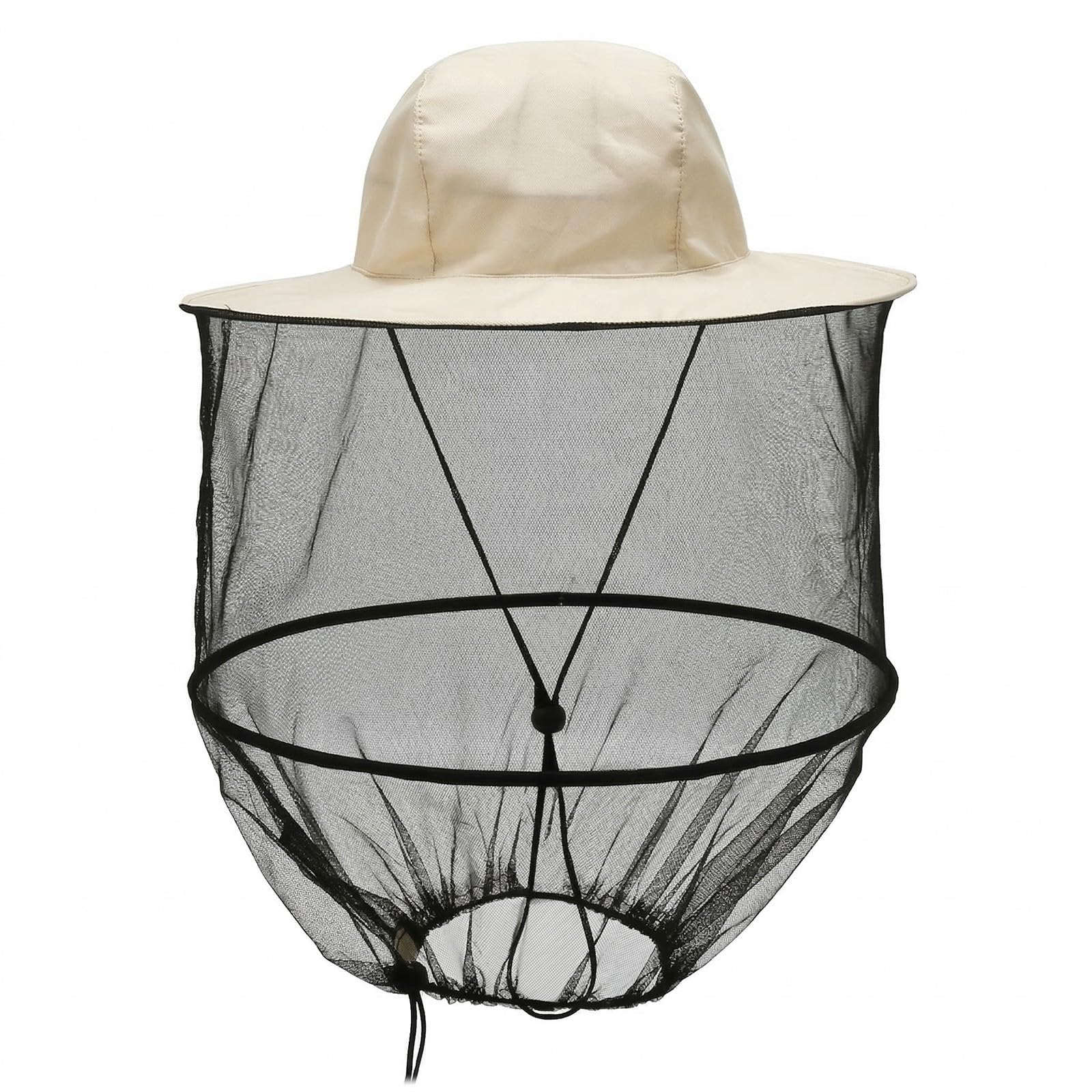 Cappello Antizanzare con Rete a Maglia Fine, Cappello da Pescatore Protettivo per Apicoltura, Pesca e Trekking, Cappello con Velo Anti-Insetti Regolabile, Beige