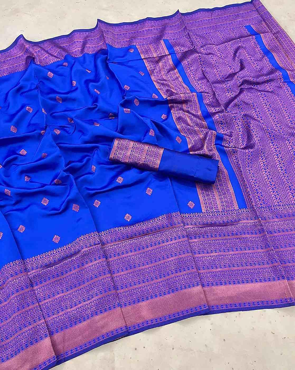 Sari de seda de algodón Yashika Banarasi Kanjivaram con estampado para ocasiones y festivales indios