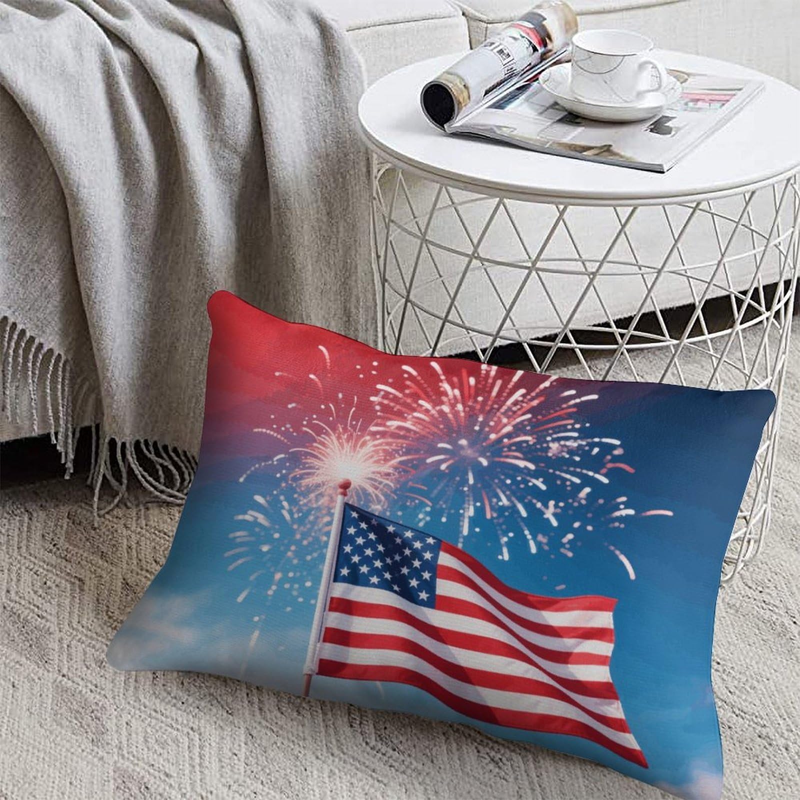 FodPand Decorative Throw Pillow Covers 8x12 Short Plush Fireworks Body Pillowcase Cushion Cases with Invisible Zipper Rectangle Lumbar Pillow Shells for Sofa Couch Chair Bed Home Decor