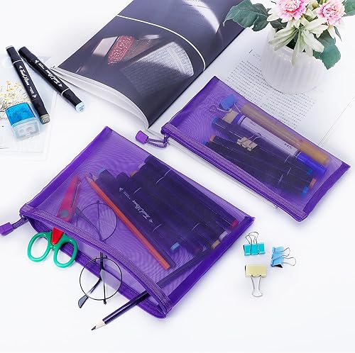 Miniatura 4 de Sinzip 12 bolsas de malla de nailon con cremallera, bolsas de malla para cosméticos, bolsas de maquillaje, estuche de lápices, bolsas de viaje