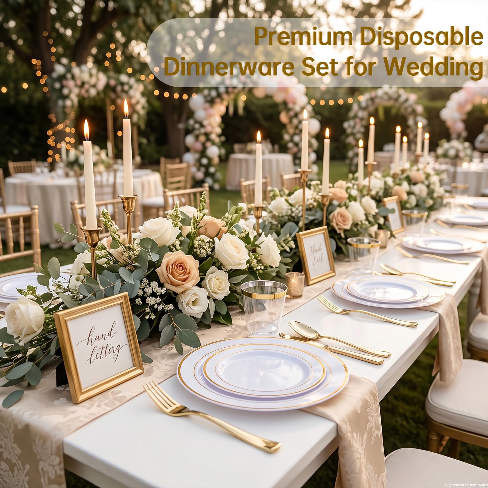 DaYammi Gold Dinnerware Set - 350 Piece -5
