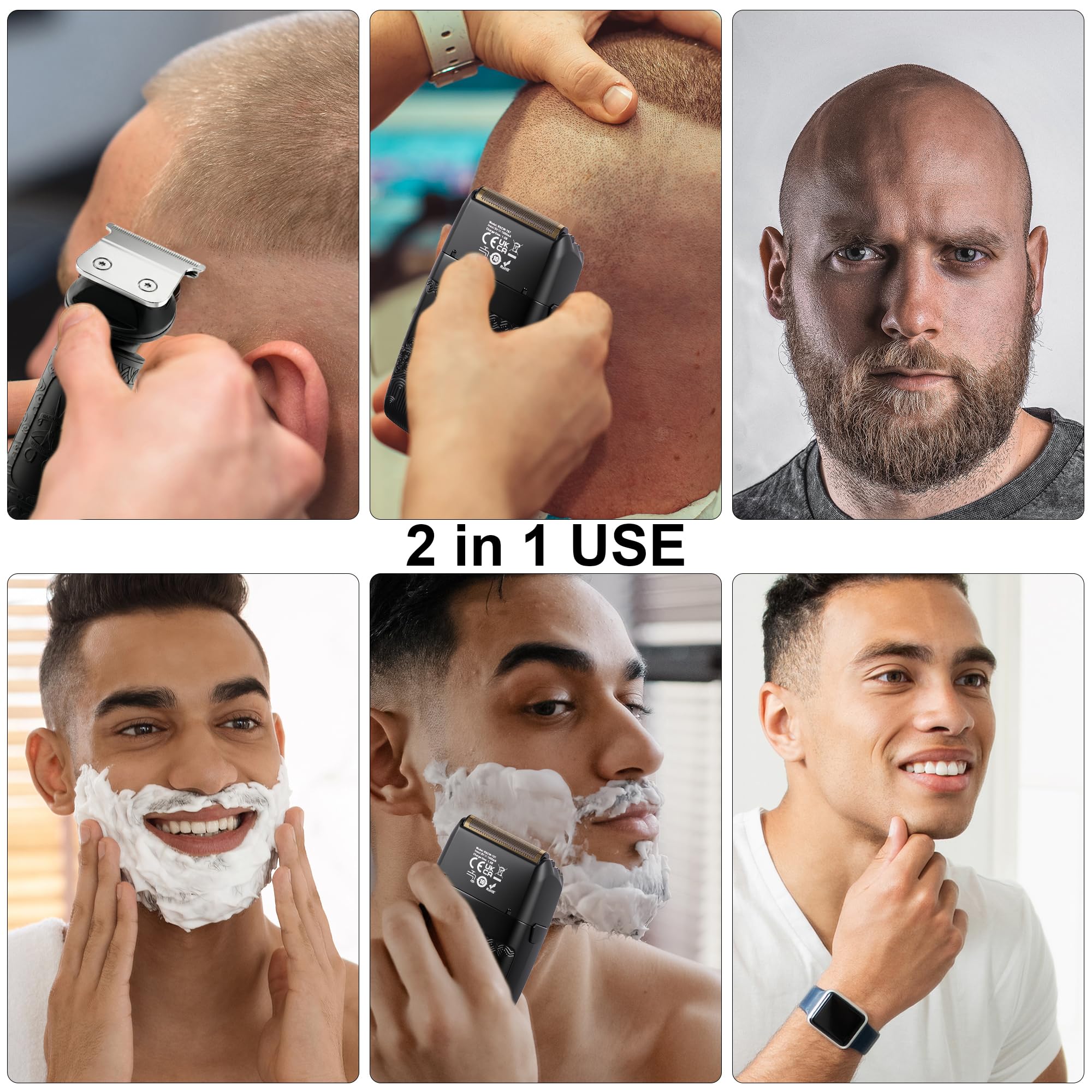Scttomon T-Blade Haarschneider Elektrische Rasierer für Männer Folienrasierer Bartschneider Männer Grooming Kit Präzisionstrimmer Rasierapparat Barttrimmer Akku Schwarz