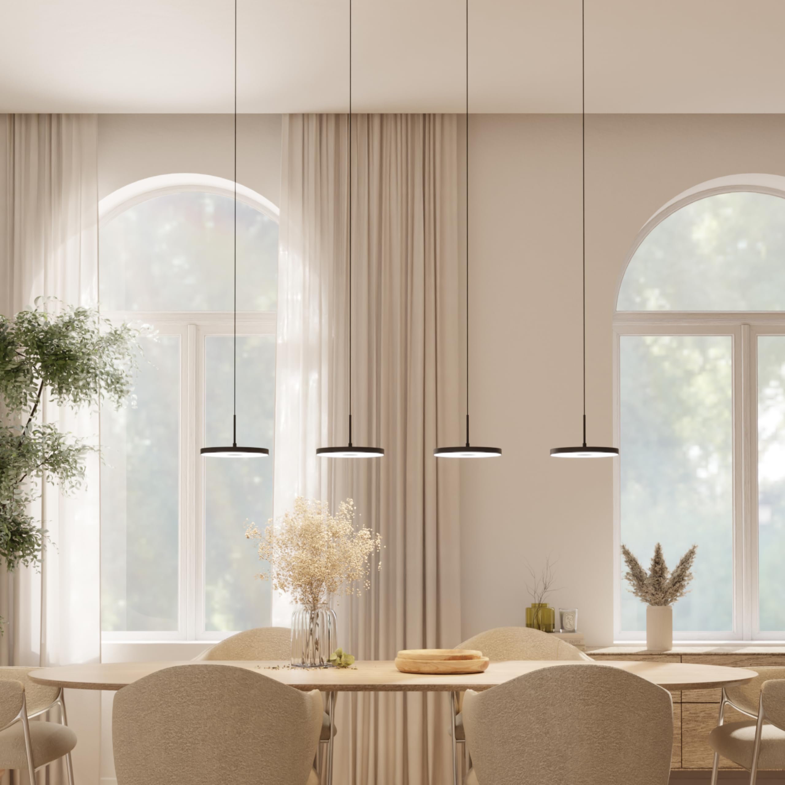 Dimmbare Pendelleuchte 'Evanos', LED Deckenleuchte, moderne Hängelampe Esstisch Wohnzimmer Smart Home Alexa Google Home Tuya