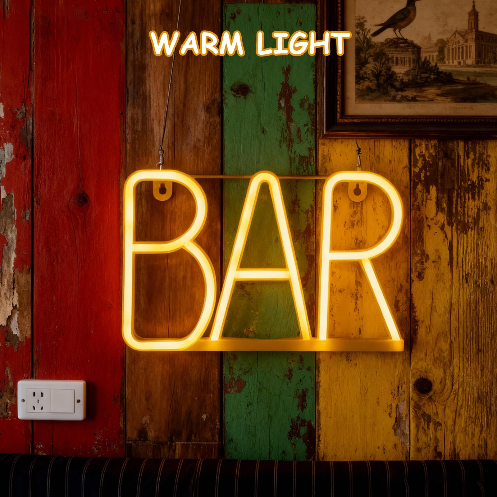 TNSLAND LED Buchstaben BAR Schild, Warmweißes Leuchtschild mit USB & Batteriebetrieb, LED Schild Neonlicht Leuchtschilder Wanddeko, Neonschild für Bar Deko, Partykeller Ausstattung, Theke Bar