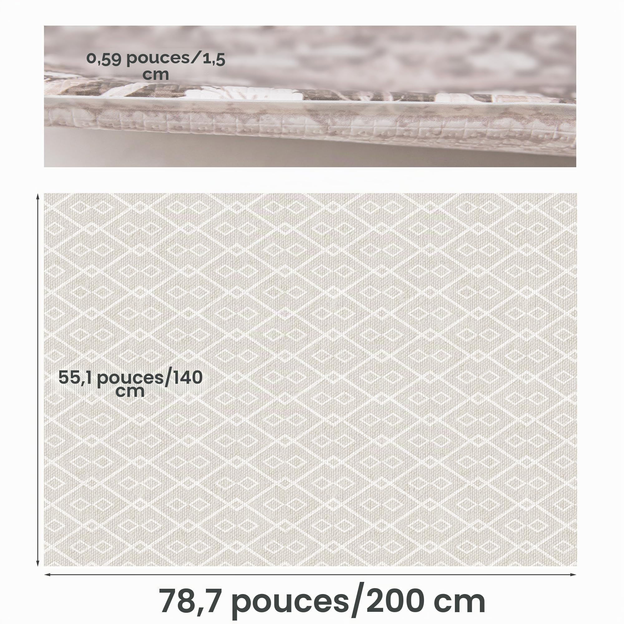 BanaSuper Tapis d'Éveil Bébé Bohème, Tapis de Jeu Épais 200x140x1,5cm | Certifié EN71 Sans Substances Nocives, Surface TPU Imperméable, Motif Réversible Style Tapis, Antidérapant & Lavable