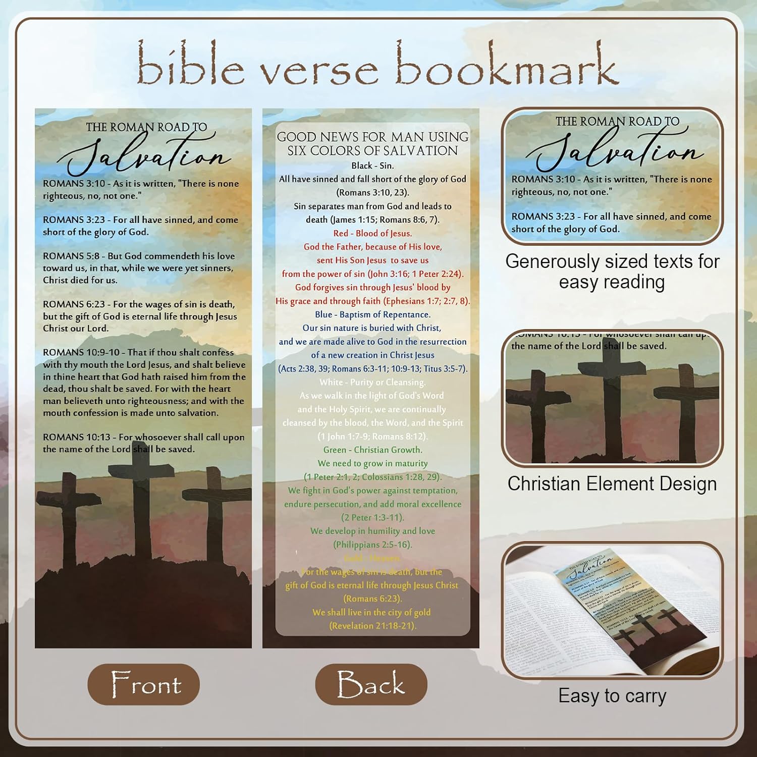 Sayglossy 100 Set Christian Gifts Bulk, Plan of Salvation Pens with Romans Road Gospel Cards, Religious Bible Verse Ballpoint Pens with Scripture Cards Bulk for Church, VBS, Sunday School