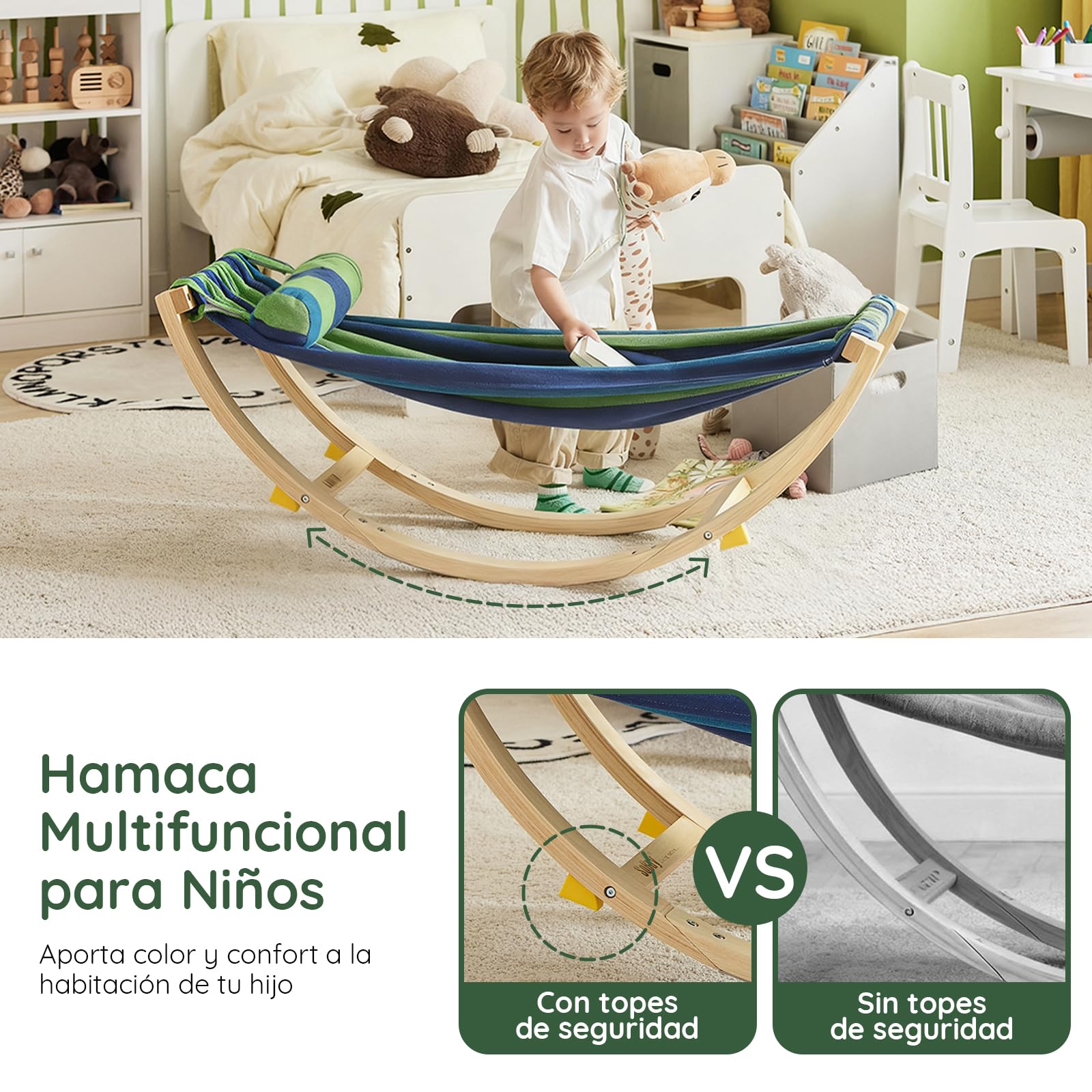 SoBuy Hamaca para Bebés, Hamaca para Niños, Carga Máxima 50 kg, para Camping y Playa, Madera de Abedul L124xP36xH45cm KMB16-J