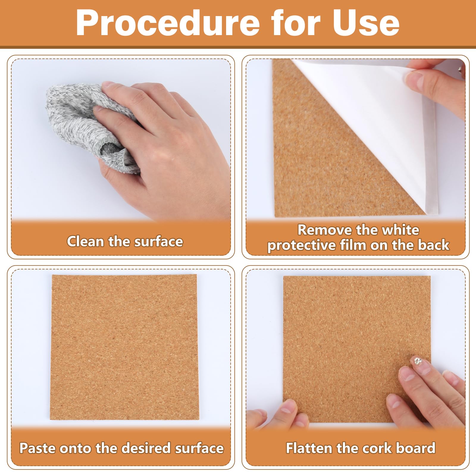 Corcho Autoadhesivo 1mm 10x10cm 25 Piezas para Pared y Decoración
