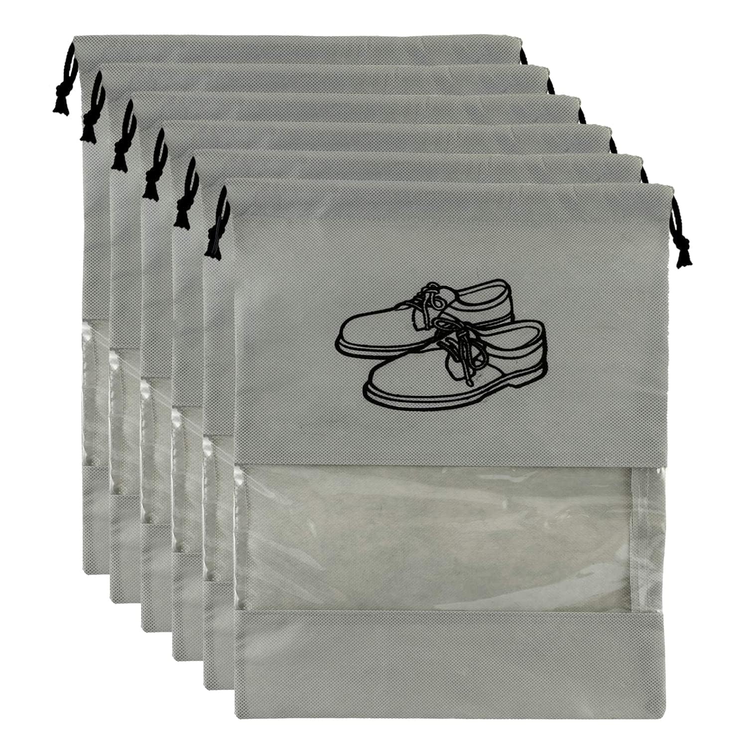 ANVAY INPEX Travel Shoe Bags Pack of 6 with Clear Window & Drawstring Closure, Dust-Proof Shoe Organizer Pouch for Luggage, Closet & Storage, Portable Shoe Storage Bags for Sneakers, Heels & Slippers-image-8