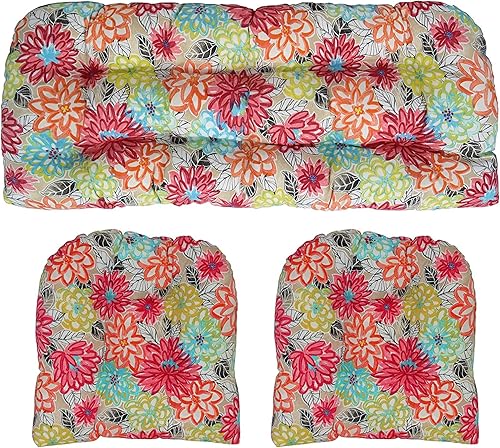 Miniatura 10 de RSH Décor Juego de 3 piezas de sofá de mimbre copetudo y cojín para silla  Tela de poliéster para interiores y exteriores  Reversible  1 sofá