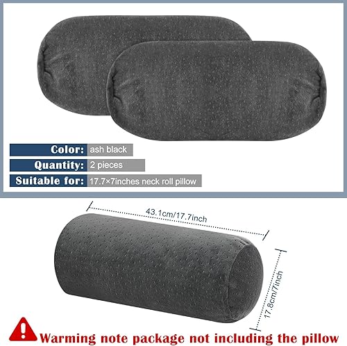 Miniatura 6 de Remerry 2 Fundas de Almohada Cervical de Terciopelo de 17 x 7 Pulgadas con Cremallera, Fundas Suaves para Almohadas Cilíndricas (Solo Funda, Rulo No