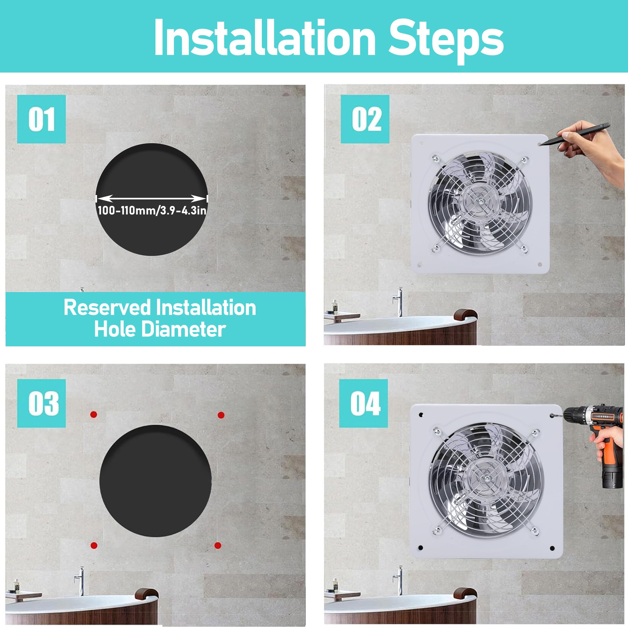 MEKOTRIN 4 Inch/100 mm Extractor Fan Kitchen - Image 2