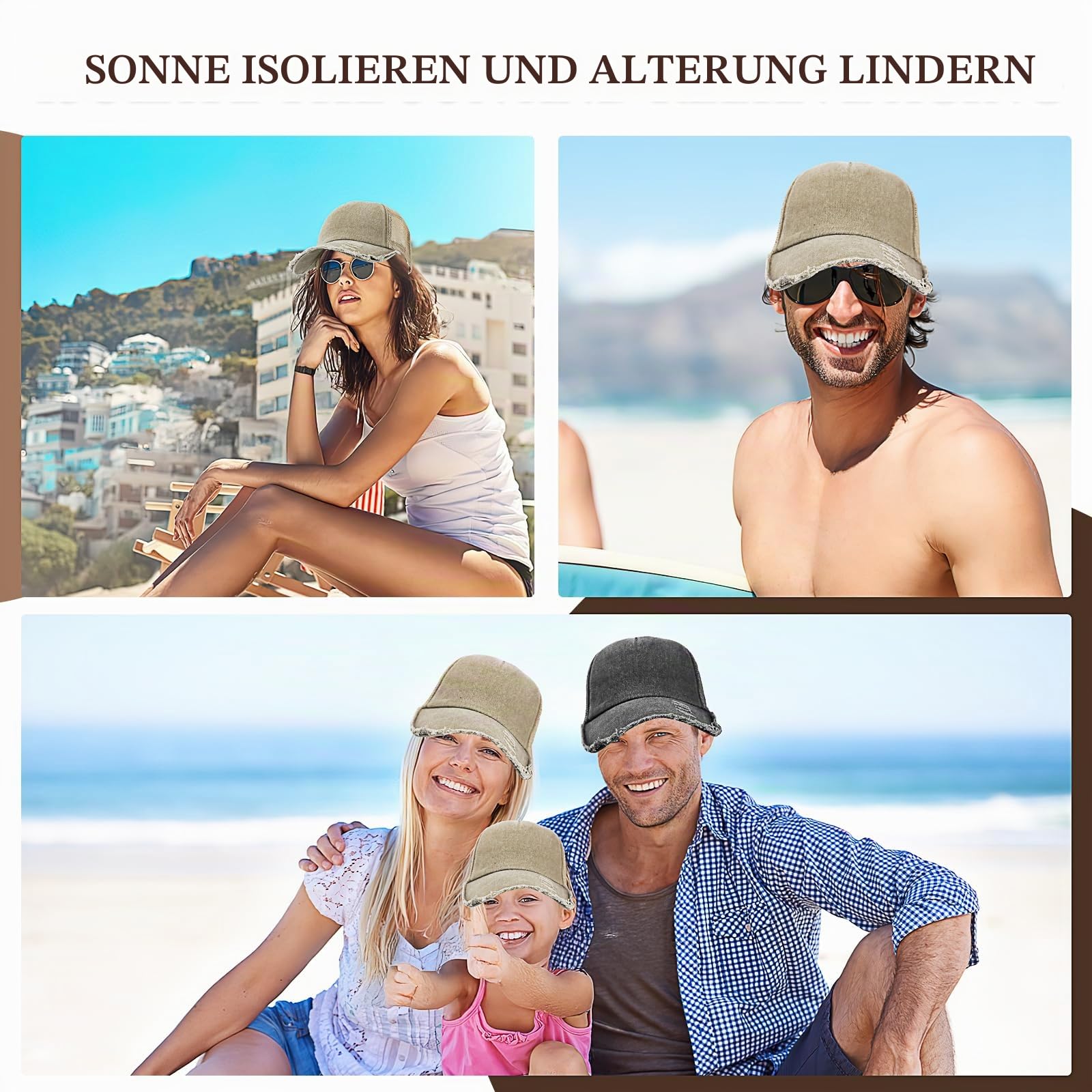 24er Pack Baseballkappe Damen & Herren - Vintage Basecap verstellbar - Retro Baseball Cap im Distressed Look - 6 Farben Mesh Trucker Kappe aus gewaschener Baumwolle - Set für DIY & Events