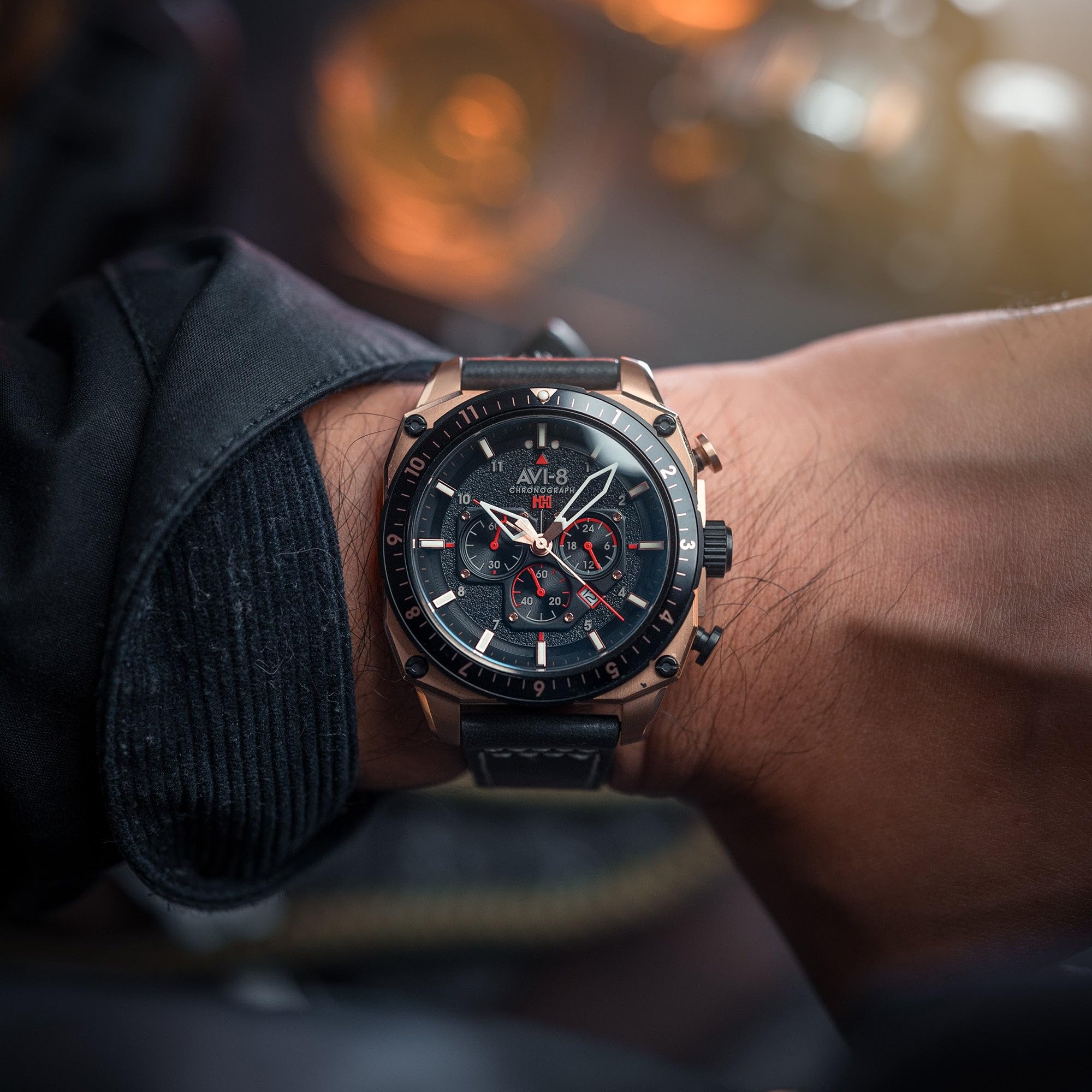 AVI-8 Hawker Hunter Atlas Dual Time Chronograph Jet Black